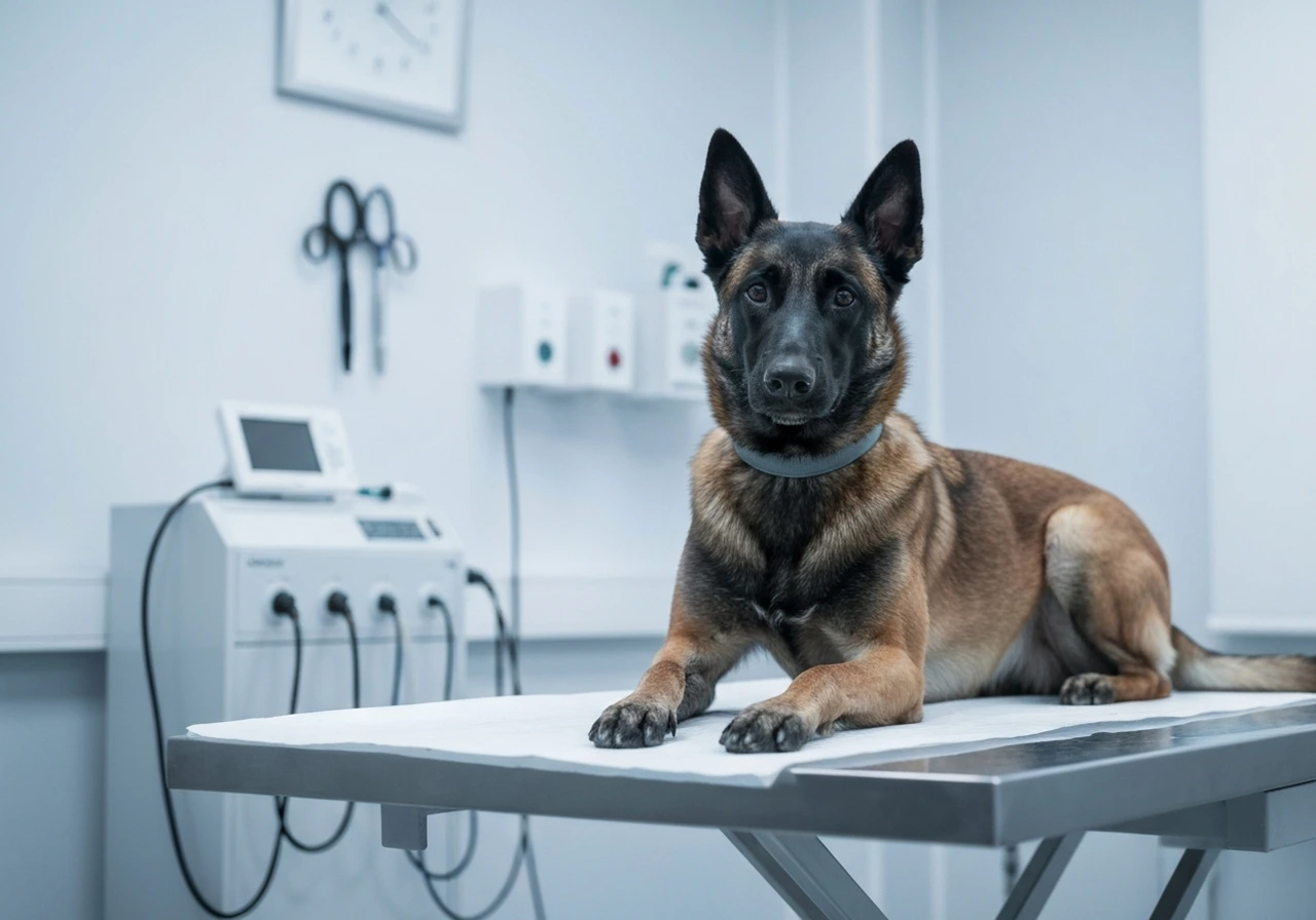 Belgian Malinois at the veterinary clinic