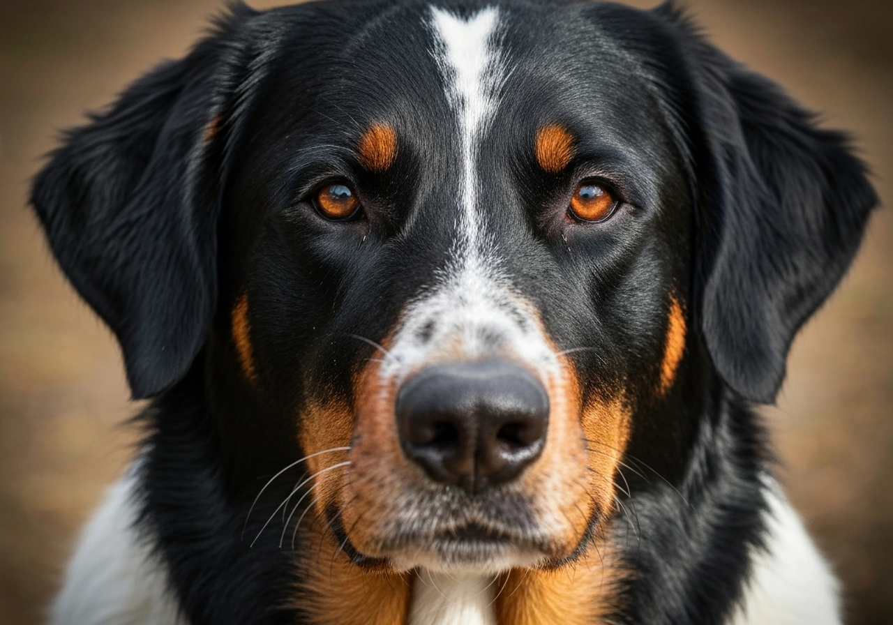 Beauceron in a close-up portrait