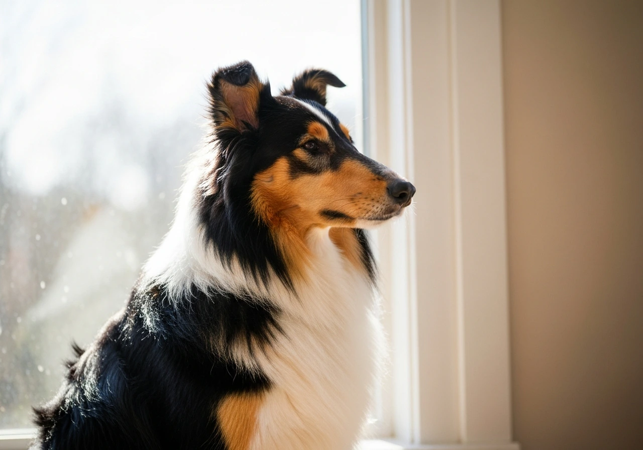 Collie relaxing at home